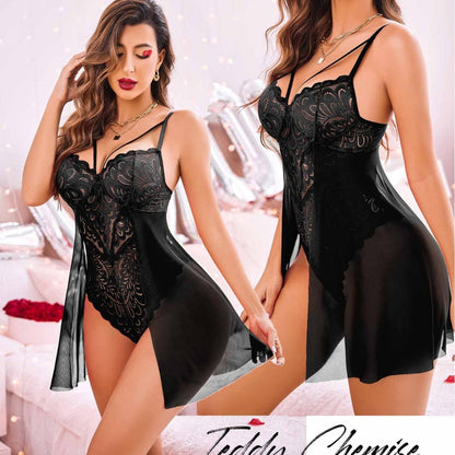 Lingerie Womens Lace Bodysuit Teddy Chemise Sexy Nighty Mesh Sleepwear S-XL